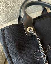 Chanel Black Deauville Silver Hardware Shopping Bag  - 6