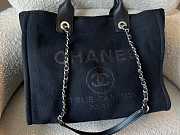 Chanel Black Deauville Silver Hardware Shopping Bag  - 1