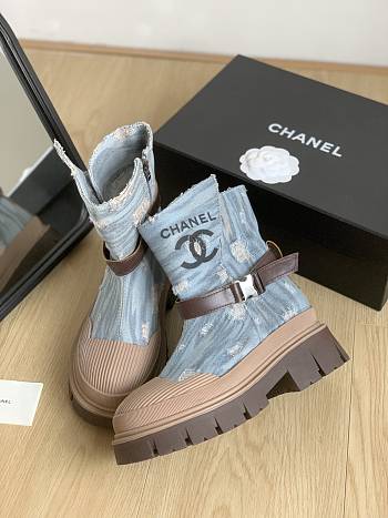 Chanel denim short boots