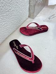 Dior red velvet slippers - 3