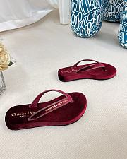 Dior red velvet slippers - 4