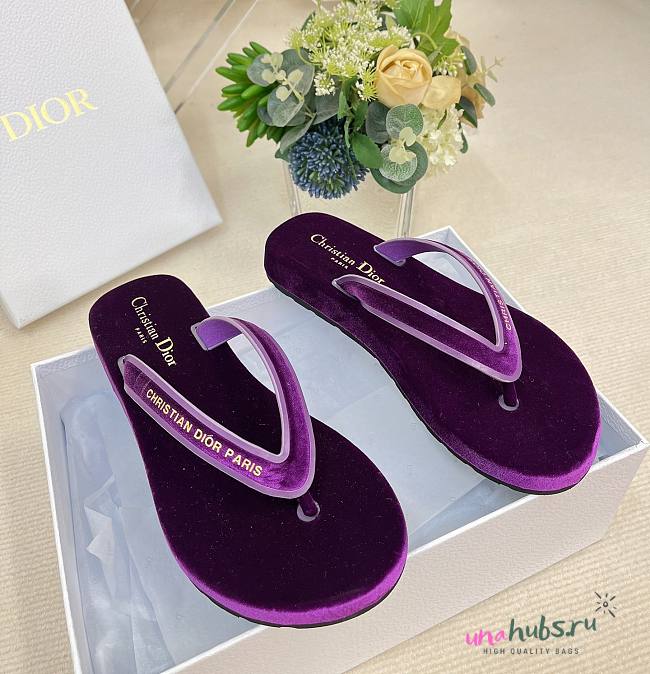 Dior purple velvet slippers - 1