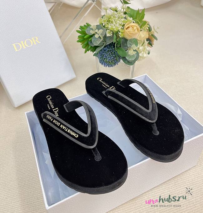 Dior black velvet slippers - 1