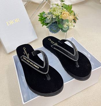 Dior black velvet slippers