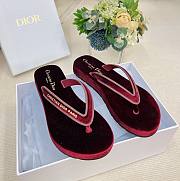 Dior red velvet slippers - 1