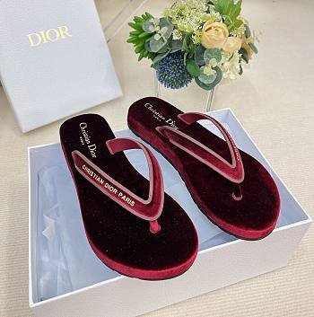 Dior red velvet slippers