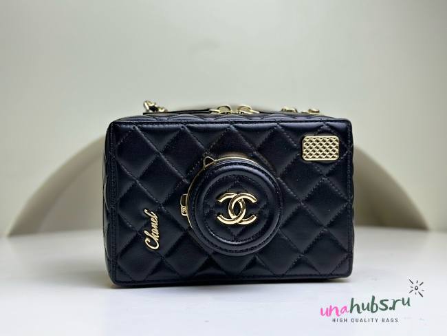 Chanel camera box black leather bag  - 1