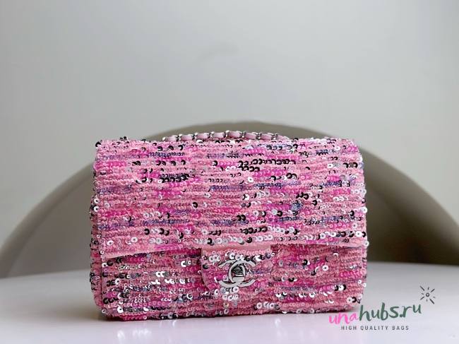 Chanel CF Multicolor Pink Sequins Lambskin Flap Bag - 1