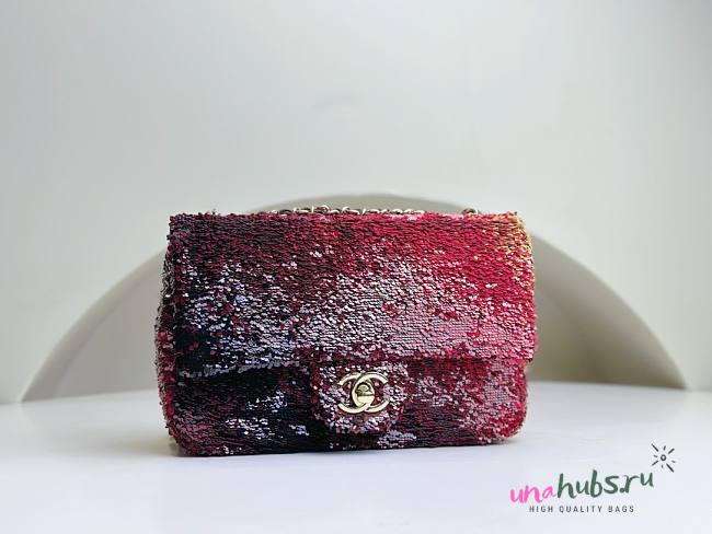 Chanel CF Multicolor Red Sequins Lambskin Flap Bag - 1