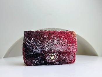 Chanel CF Multicolor Red Sequins Lambskin Flap Bag