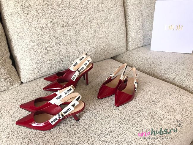 Dior red patent slingback heels - 1