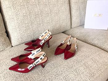 Dior red patent slingback heels