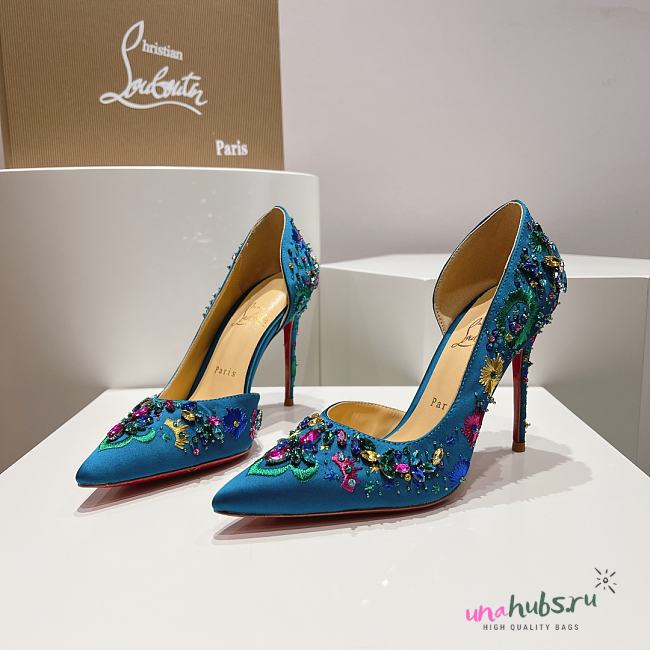 Christian Louboutin Artifice Strass 120mm Blue Heels  - 1