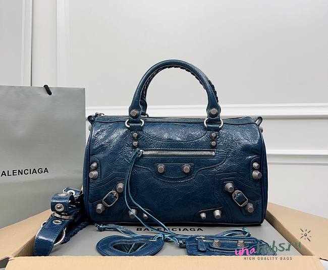 Balenciaga Medium Le Cagole Blue Leather Bag - 1
