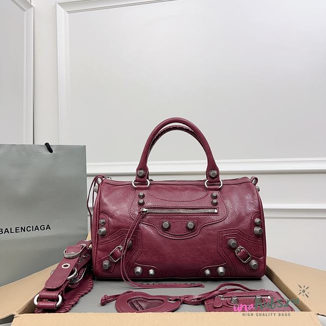 Balenciaga Medium Le Cagole Dark Red Leather Bag - 1