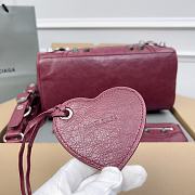 Balenciaga Medium Le Cagole Dark Red Leather Bag - 5