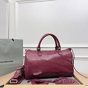 Balenciaga Medium Le Cagole Dark Red Leather Bag - 4