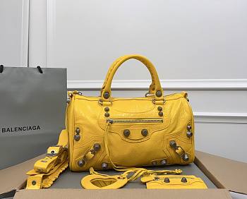 Balenciaga Medium Le Cagole Yellow Leather Bag