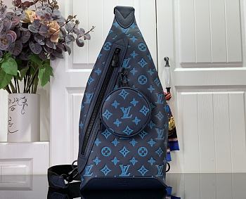 Louis Vuitton Duo Sling Blue Monogram Leather Bag