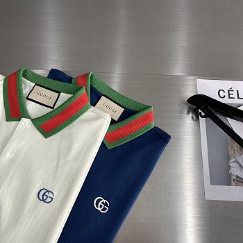 Gucci men polo 02 ( white/ brown/ blue)