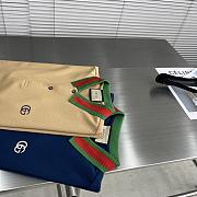 Gucci men polo 02 ( white/ brown/ blue) - 2