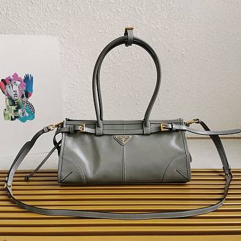 Prada 1BA426 medium gray leather handbag