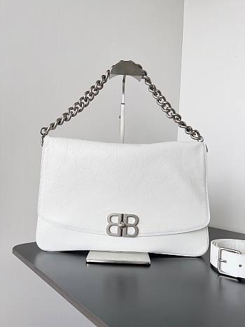 Balenciaga BB Soft Large White Leather Shoulder Bag