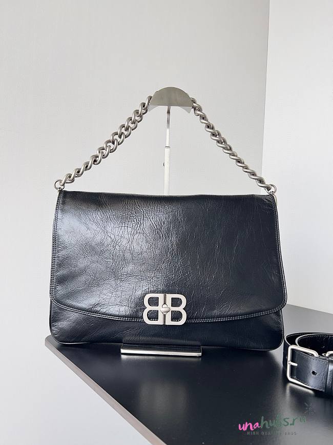 Balenciaga BB Soft Large Black Leather Shoulder Bag - 1