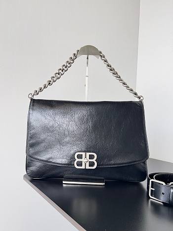 Balenciaga BB Soft Large Black Leather Shoulder Bag