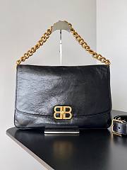 Balenciaga BB Soft Large Black Leather Gold Shoulder Bag - 1