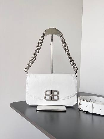 Balenciaga BB Soft Small White Leather Shoulder Bag