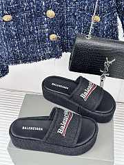 Balenciaga Women Black Denim Sandals - 2