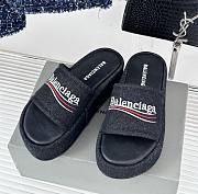 Balenciaga Women Black Denim Sandals - 1