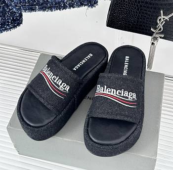 Balenciaga Women Black Denim Sandals