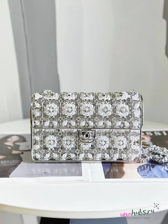 Chanel 23CF silver tweed mini bag - 1