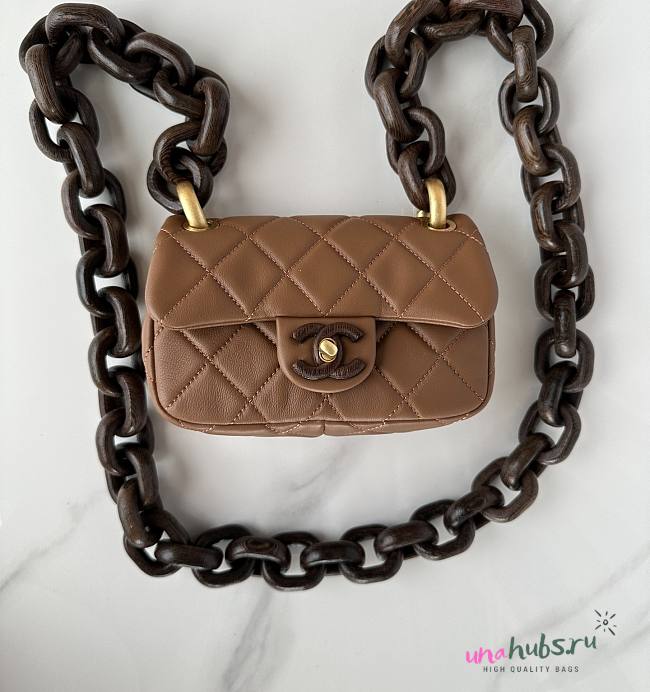 Chanel AS4165 Mini Flap Brown Lambskin Bag - 1