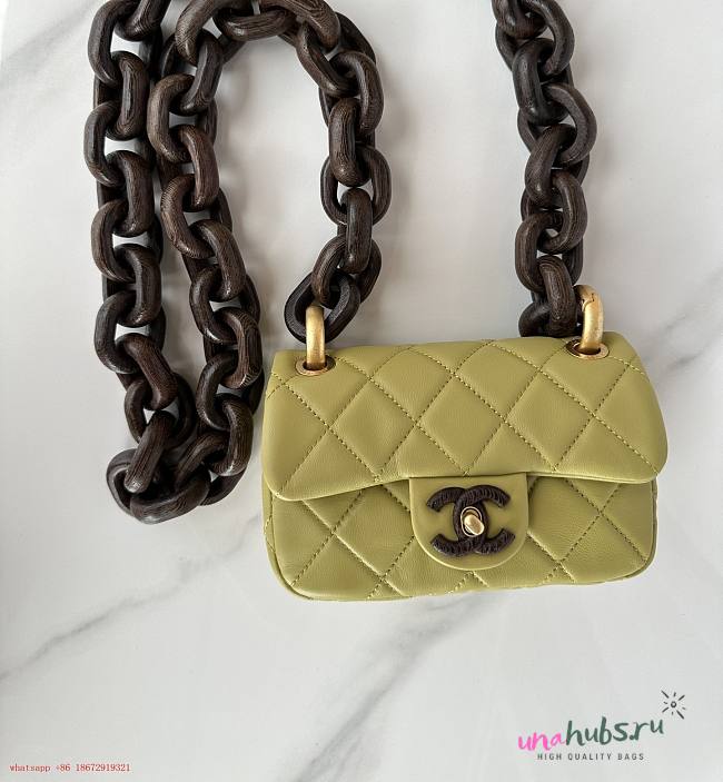 Chanel AS4165 Mini Flap Green Lambskin Bag - 1