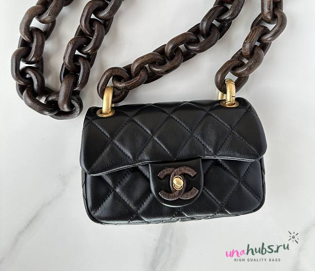 Chanel AS4165 Mini Flap Black Lambskin Bag - 1