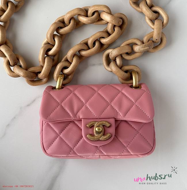 Chanel AS4165 Mini Flap Pink Lambskin Bag - 1