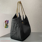 Prada Cervo Lux Chain Hobo Black Tote Bag - 5