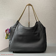 Prada Cervo Lux Chain Hobo Black Tote Bag - 4