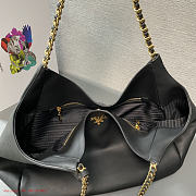 Prada Cervo Lux Chain Hobo Black Tote Bag - 3