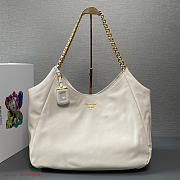 Prada Cervo Lux Chain Hobo White Tote Bag - 1