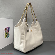 Prada Cervo Lux Chain Hobo White Tote Bag - 5