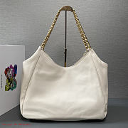 Prada Cervo Lux Chain Hobo White Tote Bag - 4