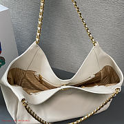 Prada Cervo Lux Chain Hobo White Tote Bag - 2