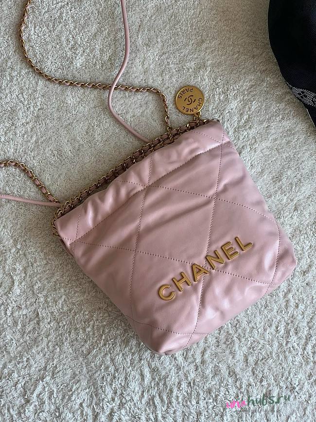 Chanel 22 mini pink/ gold tote bag AS3980 - 1