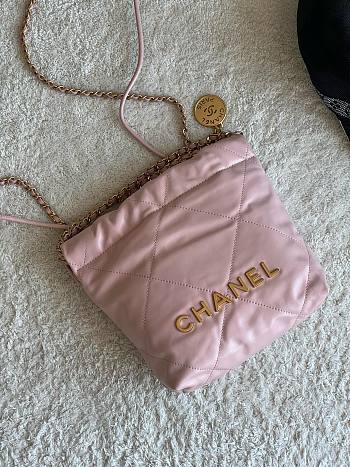 Chanel 22 mini pink/ gold tote bag AS3980
