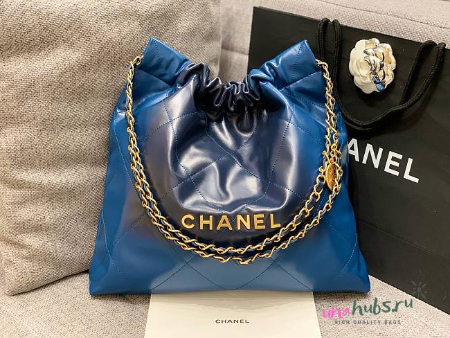 Chanel blue ombre leather gold hardware large/ small bag - 1