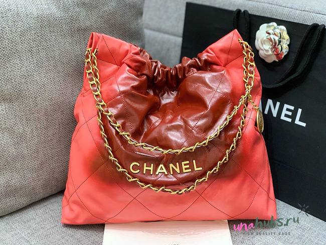 Chanel orange ombre leather gold hardware large/ small bag - 1